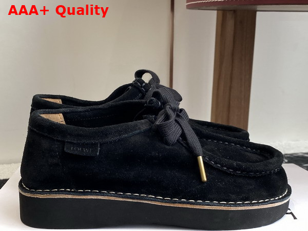 Loewe Faro Lace Up in Suede Calfskin Black Replica