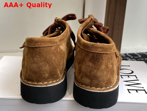 Loewe Faro Lace Up in Suede Calfskin Brown Replica