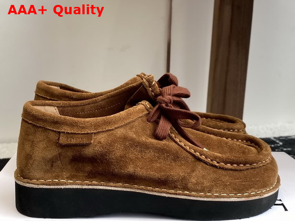 Loewe Faro Lace Up in Suede Calfskin Brown Replica