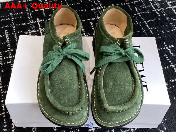 Loewe Faro Lace Up in Suede Calfskin Sage Replica