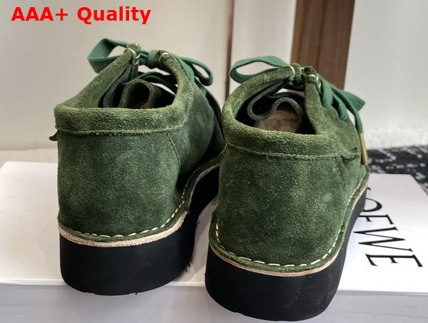 Loewe Faro Lace Up in Suede Calfskin Sage Replica