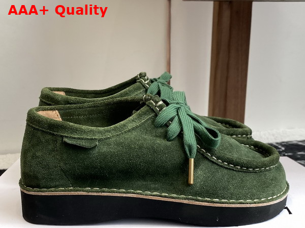 Loewe Faro Lace Up in Suede Calfskin Sage Replica