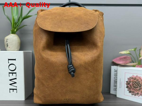 Loewe Flamenco Backpack in Pressed Suede Cognac Replica