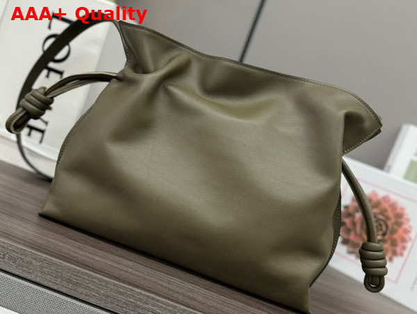 Loewe Flamenco Clutch in Dark Khaki Green Nappa Calfskin Replica