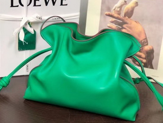 Loewe Flamenco Clutch in Jungle Green Nappa Calfskin Replica