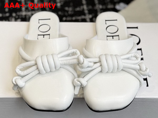Loewe Flamenco Knot Mule in Anthurium White Lambskin Replica