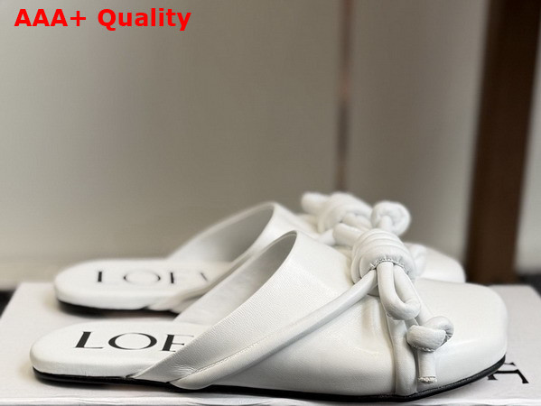 Loewe Flamenco Knot Mule in Anthurium White Lambskin Replica