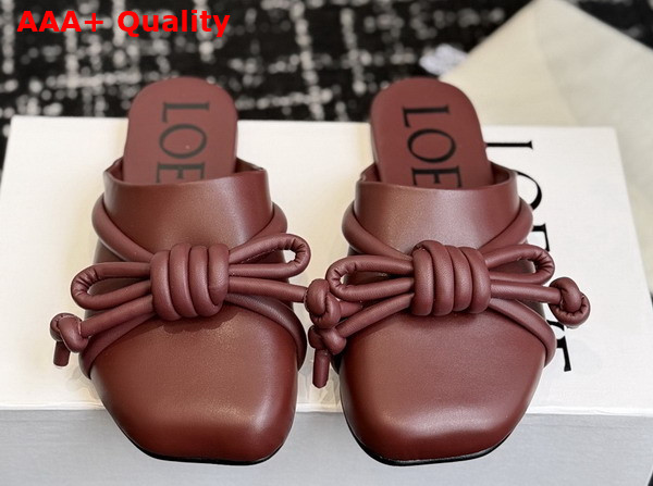 Loewe Flamenco Knot Mule in Dark Burgundy Lambskin Replica