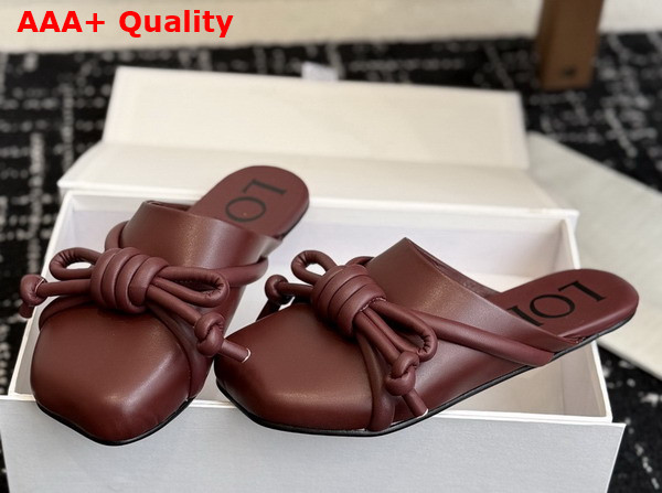 Loewe Flamenco Knot Mule in Dark Burgundy Lambskin Replica