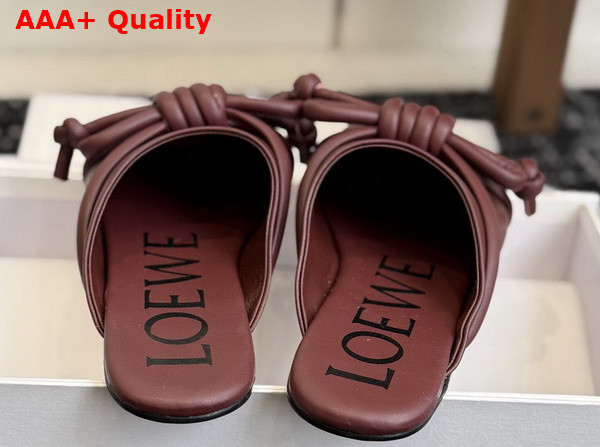 Loewe Flamenco Knot Mule in Dark Burgundy Lambskin Replica