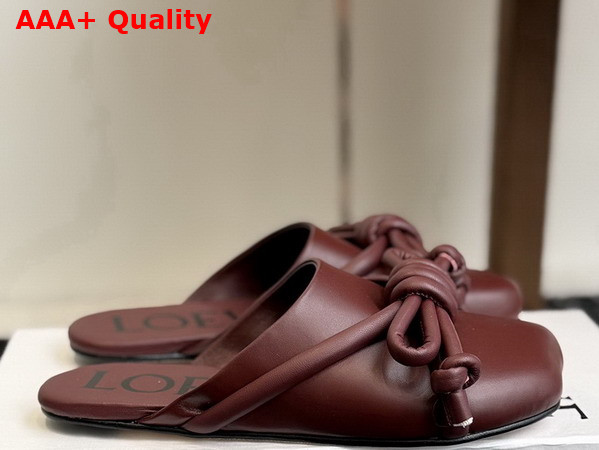 Loewe Flamenco Knot Mule in Dark Burgundy Lambskin Replica