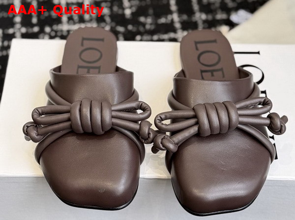 Loewe Flamenco Knot Mule in Dark Chestnut Lambskin Replica