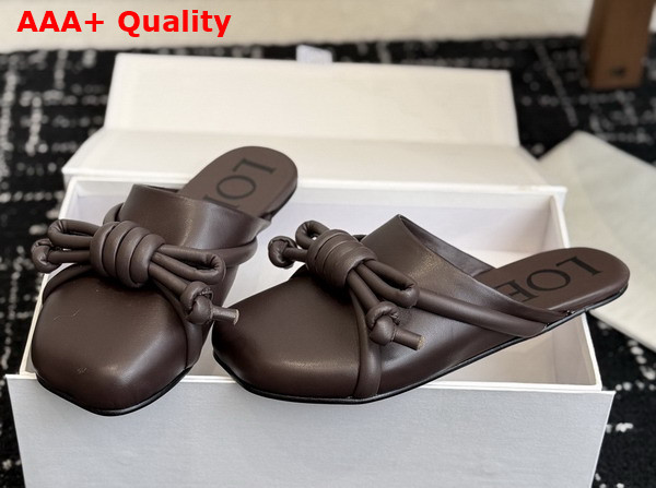 Loewe Flamenco Knot Mule in Dark Chestnut Lambskin Replica