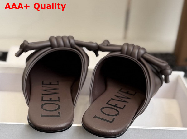 Loewe Flamenco Knot Mule in Dark Chestnut Lambskin Replica