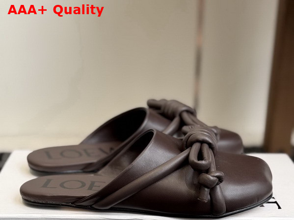 Loewe Flamenco Knot Mule in Dark Chestnut Lambskin Replica