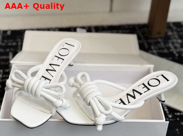 Loewe Flamenco Knot Sandal in Anthurium White Lambskin Replica