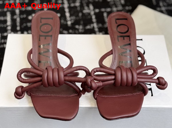 Loewe Flamenco Knot Sandal in Dark Burgundy Lambskin Replica