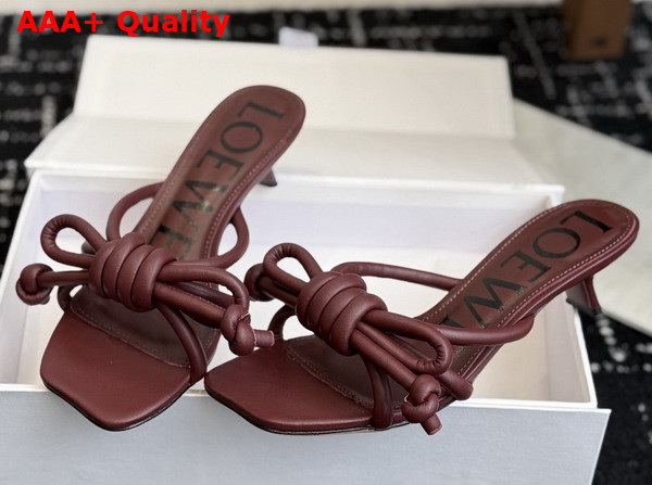 Loewe Flamenco Knot Sandal in Dark Burgundy Lambskin Replica