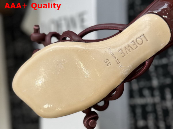 Loewe Flamenco Knot Sandal in Dark Burgundy Lambskin Replica