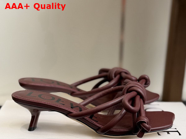 Loewe Flamenco Knot Sandal in Dark Burgundy Lambskin Replica