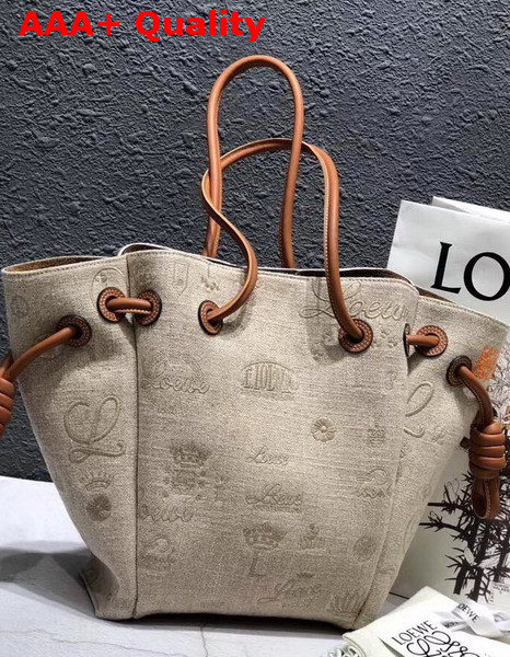 Loewe Flamenco Knot Tote Logos Bag Natural Linen and Tan Classic Calf Replica