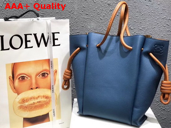 Loewe Flamenco Knot Tote Small Bag in Blue Soft Grained Calf Replica