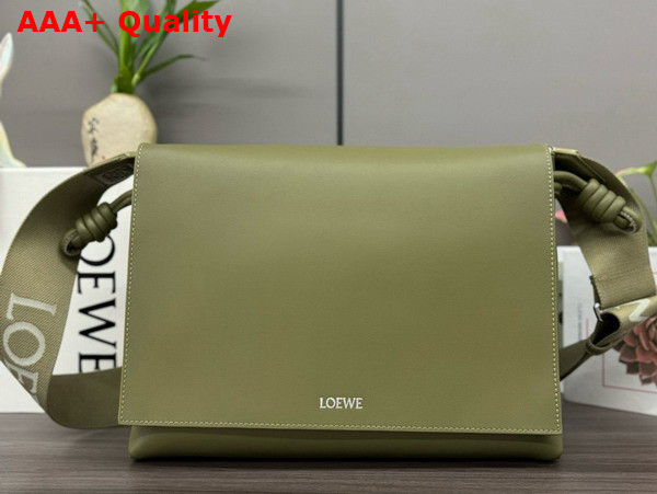 Loewe Flamenco Satchel in Olive Shiny Supple Calfskin Replica