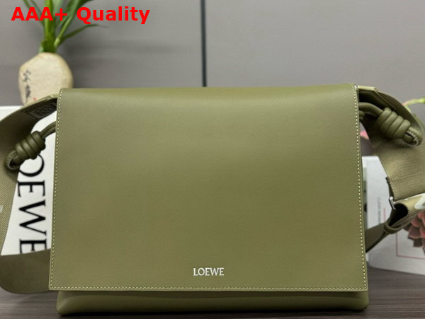 Loewe Flamenco Satchel in Olive Shiny Supple Calfskin Replica