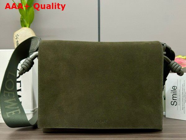 Loewe Flamenco Satchel in Suede Calfskin Olive Replica