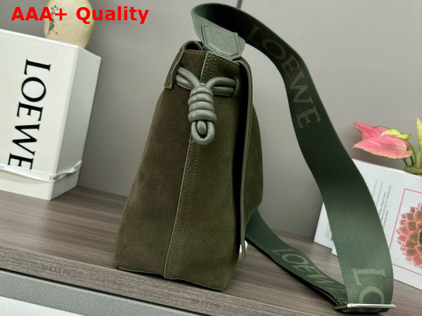 Loewe Flamenco Satchel in Suede Calfskin Olive Replica