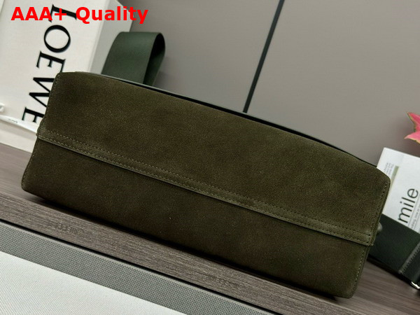 Loewe Flamenco Satchel in Suede Calfskin Olive Replica