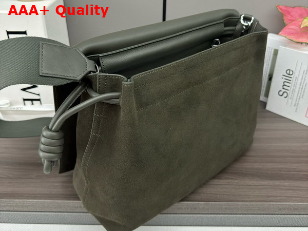 Loewe Flamenco Satchel in Suede Calfskin Olive Replica