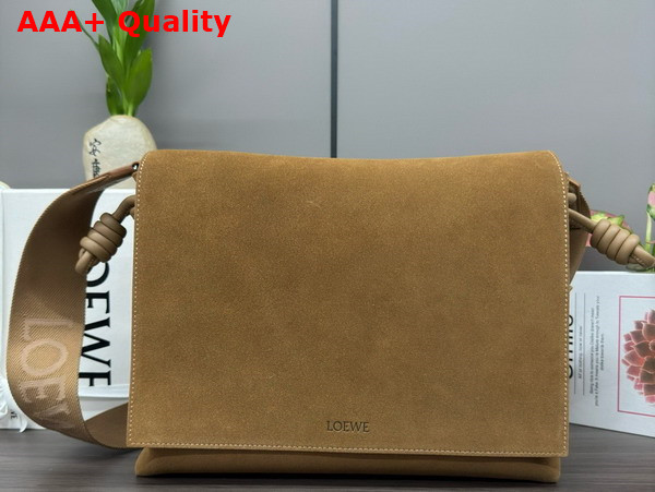 Loewe Flamenco Satchel in Suede Calfskin Tobacco Replica
