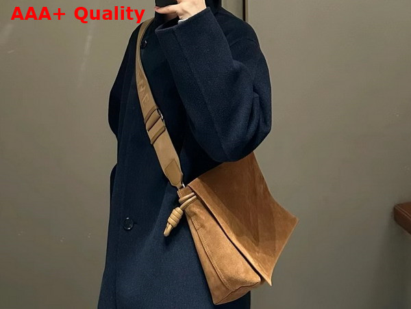 Loewe Flamenco Satchel in Suede Calfskin Tobacco Replica