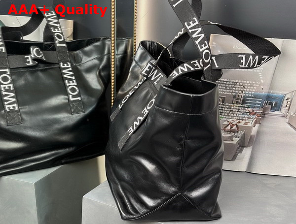 Loewe Fold Shopper in Black Paper Calfskin Replica