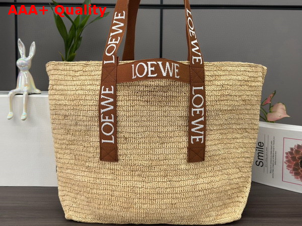 Loewe Fold Shopper in Raffia Natural Tan Replica