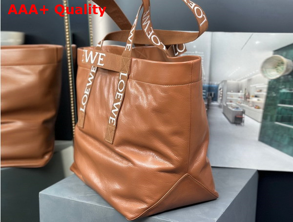 Loewe Fold Shopper in Winter Brown Paper Calfskin Replica