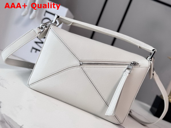 Loewe Fringe Small Puzzle Bag in Soft White Classic Calfskin Replica