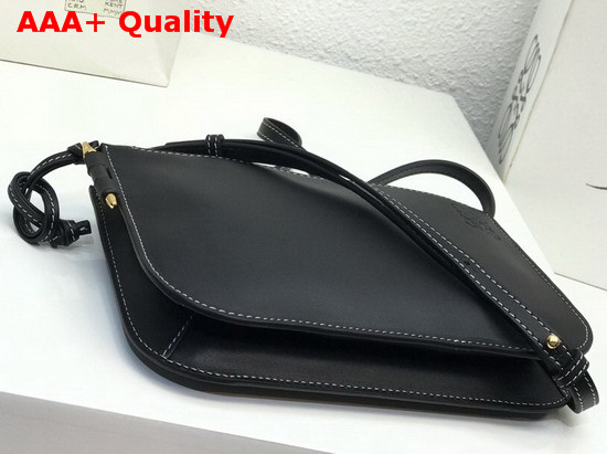 Loewe Gate Double Zip Pouch in Black Smooth Calf Leather Replica