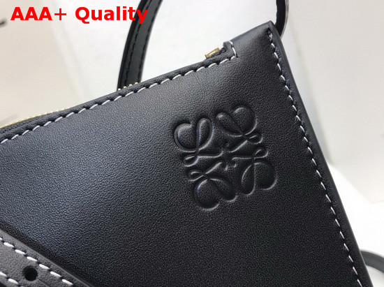 Loewe Gate Double Zip Pouch in Black Smooth Calf Leather Replica