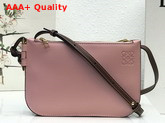 Loewe Gate Double Zip Pouch in Pink and Burgundy Smooth Calf Leather Replica