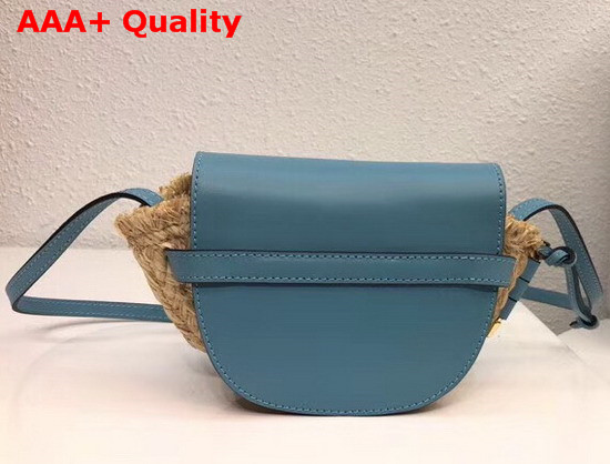 Loewe Gate Mini Bag Blue Soft Calf Leather and Natural Rafia Replica