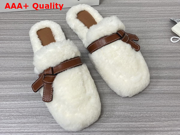 Loewe Gate Mule in Shearling Soft White Tan Replica