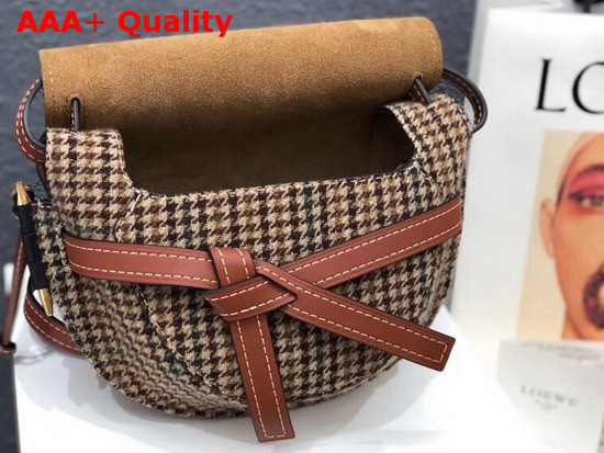 Loewe Gate Small Bag in Green Calf Leather and Tweed Replica