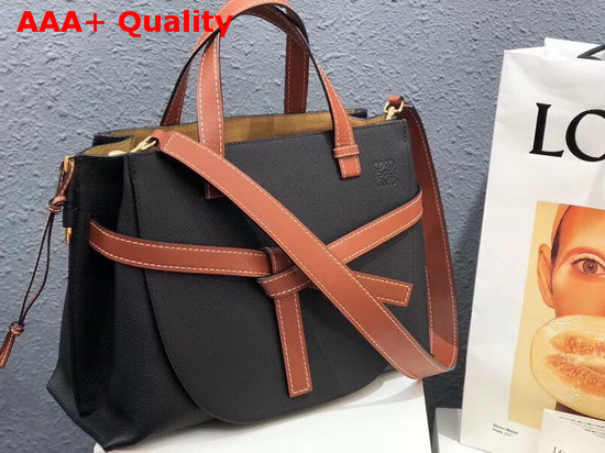 Loewe Gate Top Handle Bag Black Pecan Color Large Size Replica
