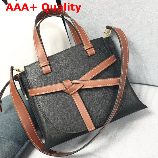 Loewe Gate Top Handle Small Bag Black and Pecan Color Soft Grained Calf Leather Replica
