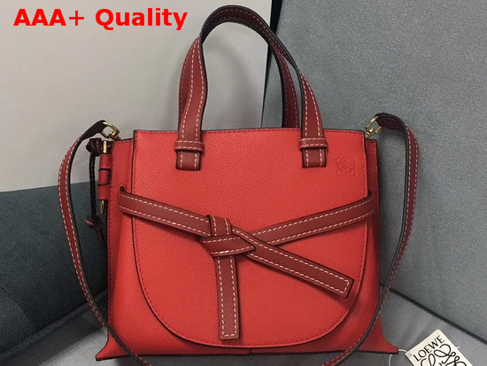Loewe Gate Top Handle Small Bag Scarlet Red and Burnt Red Soft Grained Calf Leather Replica
