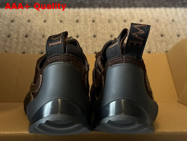 Loewe Grip Sneaker in Calfskin Suede Dark Brown Replica