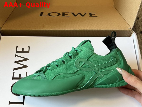Loewe Grip Sneaker in Calfskin Suede Jungle Green Replica