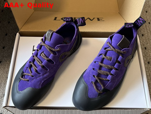Loewe Grip Sneaker in Calfskin Suede Purple Brown Replica